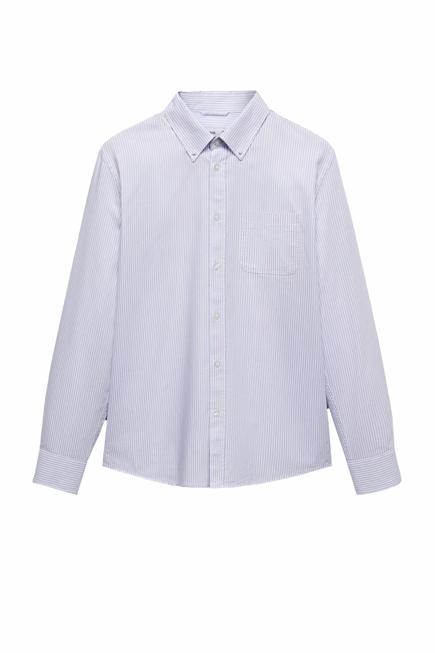 Рубашка KODAK из натурального хлопка в полоску|Основной цвет:Голубой|Артикул:67030631 | Фото 1