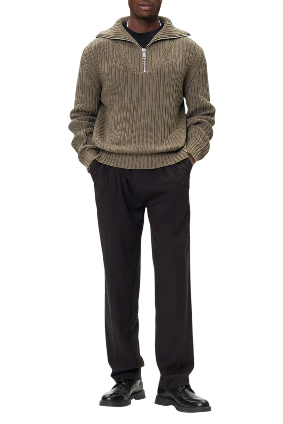 Джемпер Srigg из хлопка|Основной цвет:Хаки Мужской HUGO Джемпер Srigg из хлопка (цвет ), артикул 50547002 | Фото 3