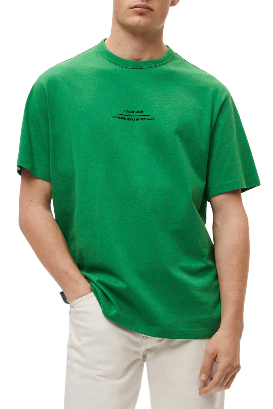 Футболка SETO|Основной цвет:Зеленый Мужской Mango Man Футболка SETO (цвет ), артикул 37000910 | Фото 3