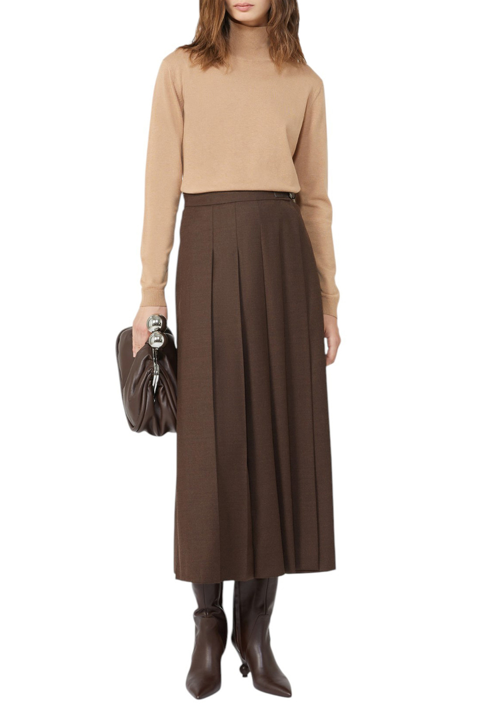 Водолазка KIKU из шелка и шерсти|Основной цвет:Коричневый Женский Weekend Max Mara Водолазка KIKU из шелка и шерсти (цвет ), артикул 2525366012 | Фото 3