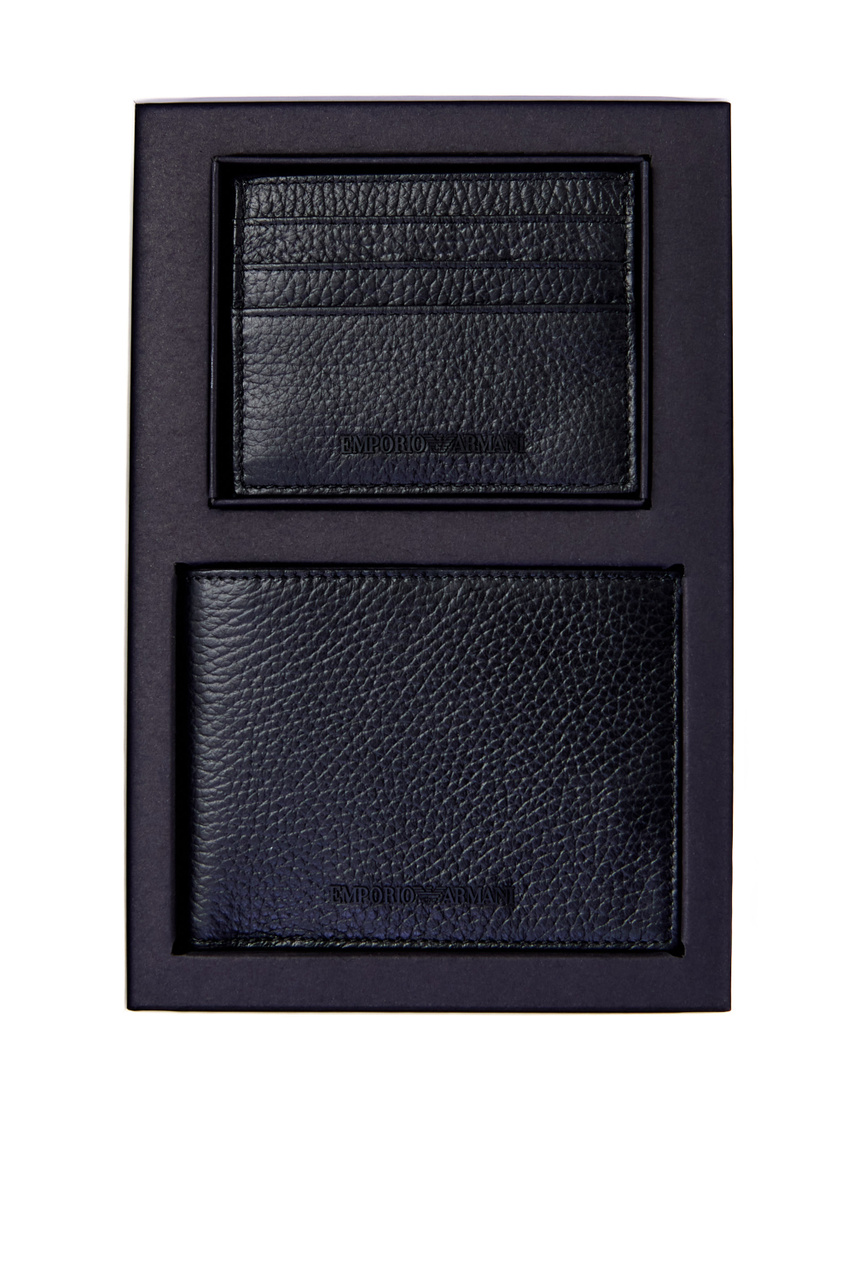 Набор из портмоне и чехла для карт|Основной цвет:Черный|Артикул:Y4R378-Y068E | Фото 1