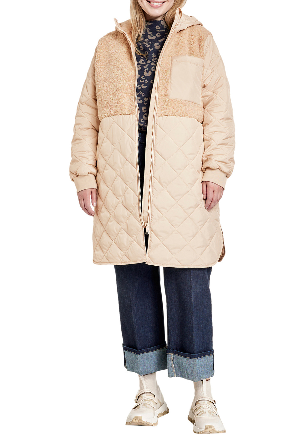 Samoon Стеганое пальто с накладным карманом на груди (цвет ), артикул 150012-21505 | Фото 3