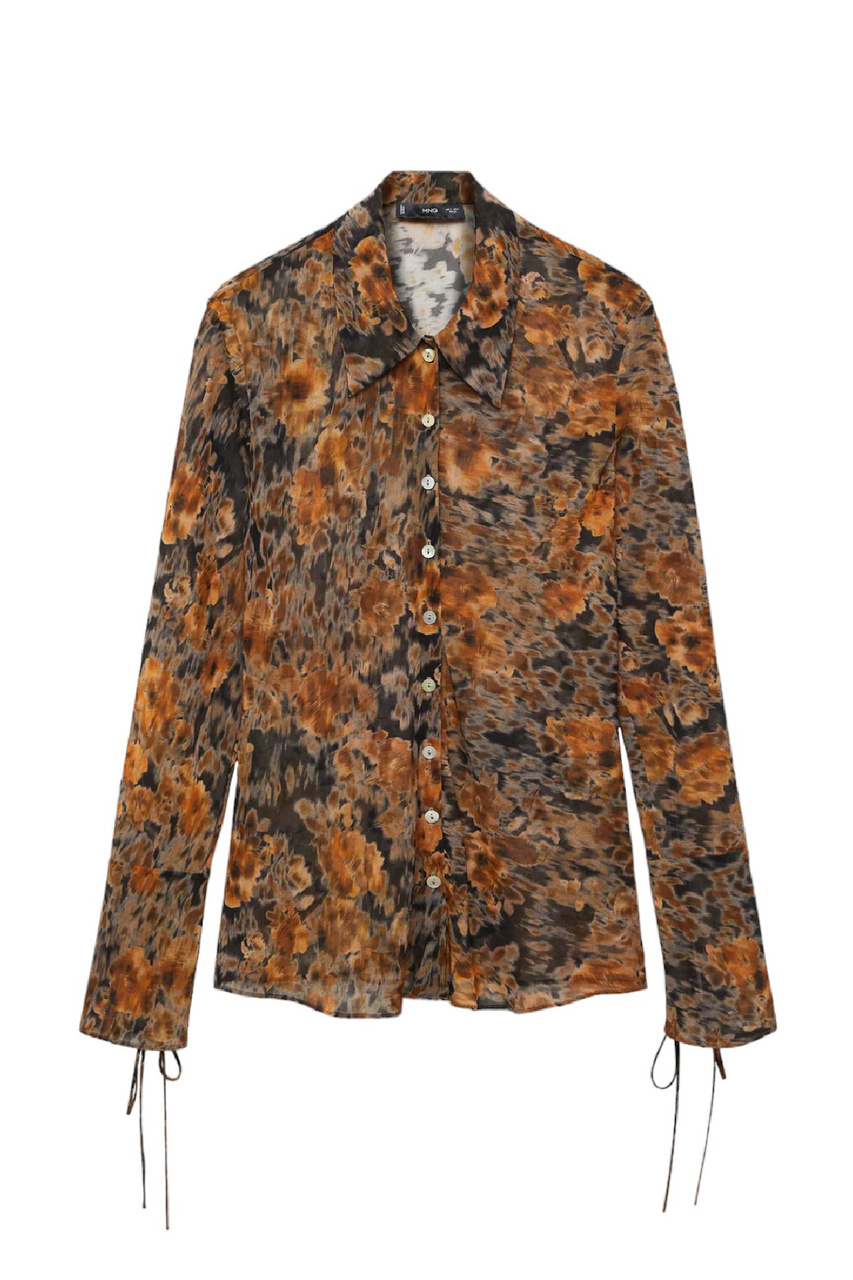 Блузка THRONE с принтом|Основной цвет:Коричневый|Артикул:57067759 | Фото 1