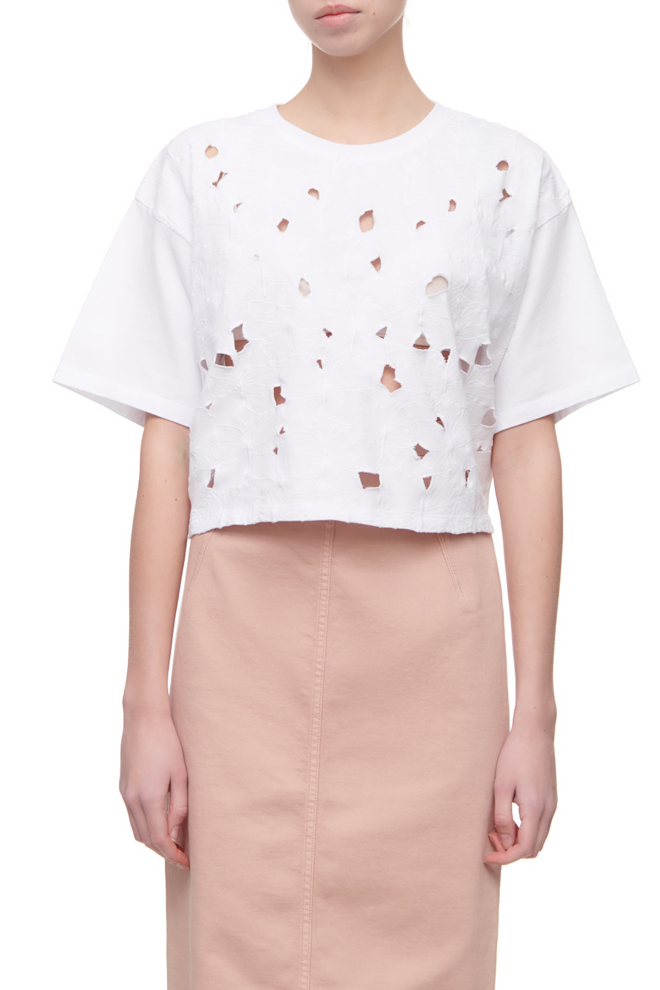Женский Red Valentino Укороченная футболка с перфорацией (цвет ), артикул XR3MG13R6D4 | Фото 4