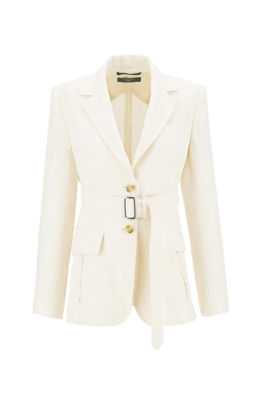 Пиджак с поясом ANANAS из чистого льна|Основной цвет:Белый|Артикул:50410511 | Фото 1