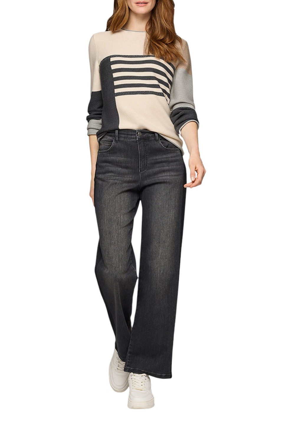 Джемпер из смесового хлопка|Основной цвет:Бежевый Женский Rabe Джемпер из смесового хлопка (цвет ), артикул 55-121630 | Фото 3