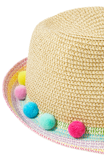 Шляпа с помпонами для девочек|Основной цвет:Мультиколор|Артикул:383076 | Фото 2
