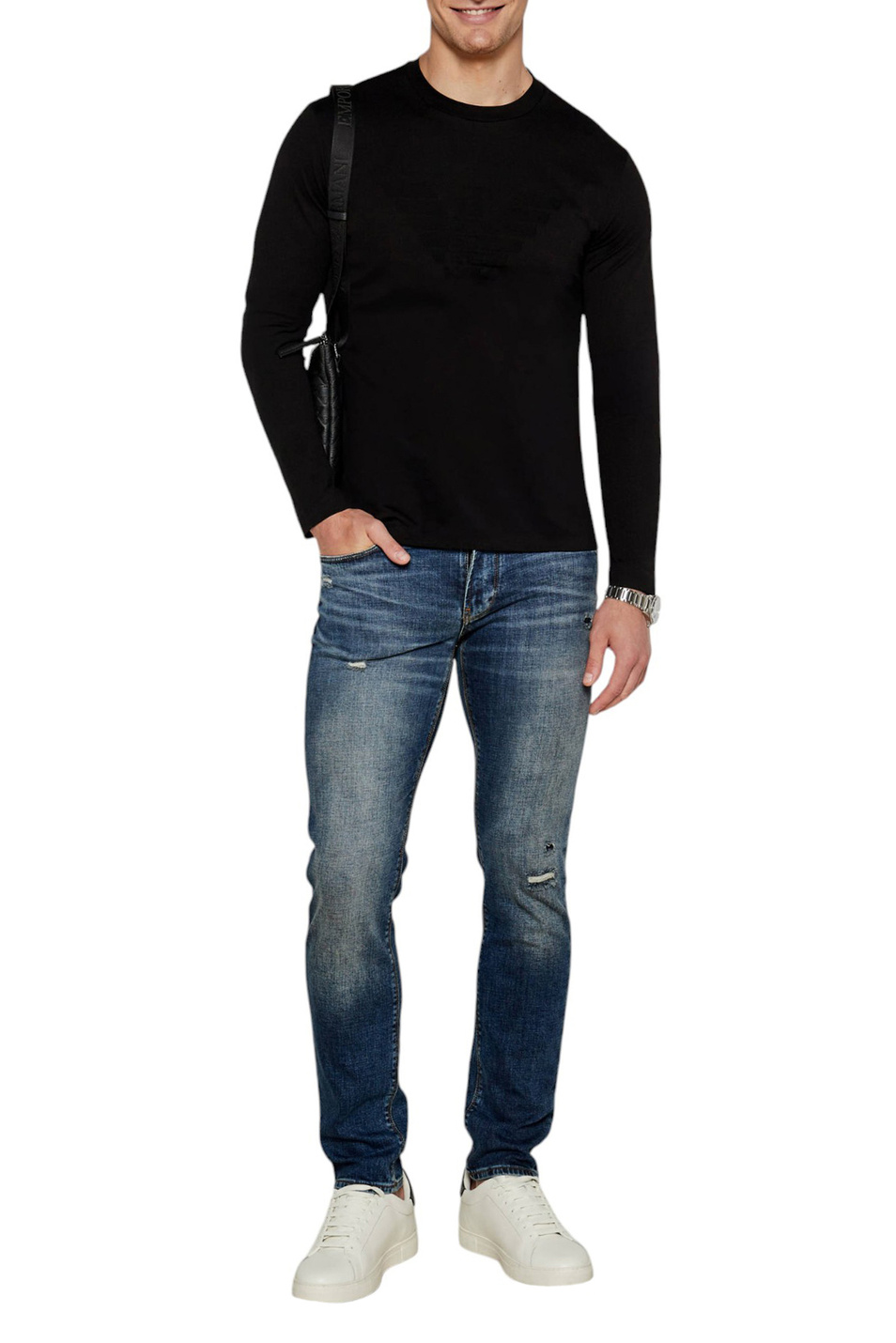 Мужской Emporio Armani Лонгслив из хлопка (цвет ), артикул 8N1TD7-1JGYZ | Фото 3