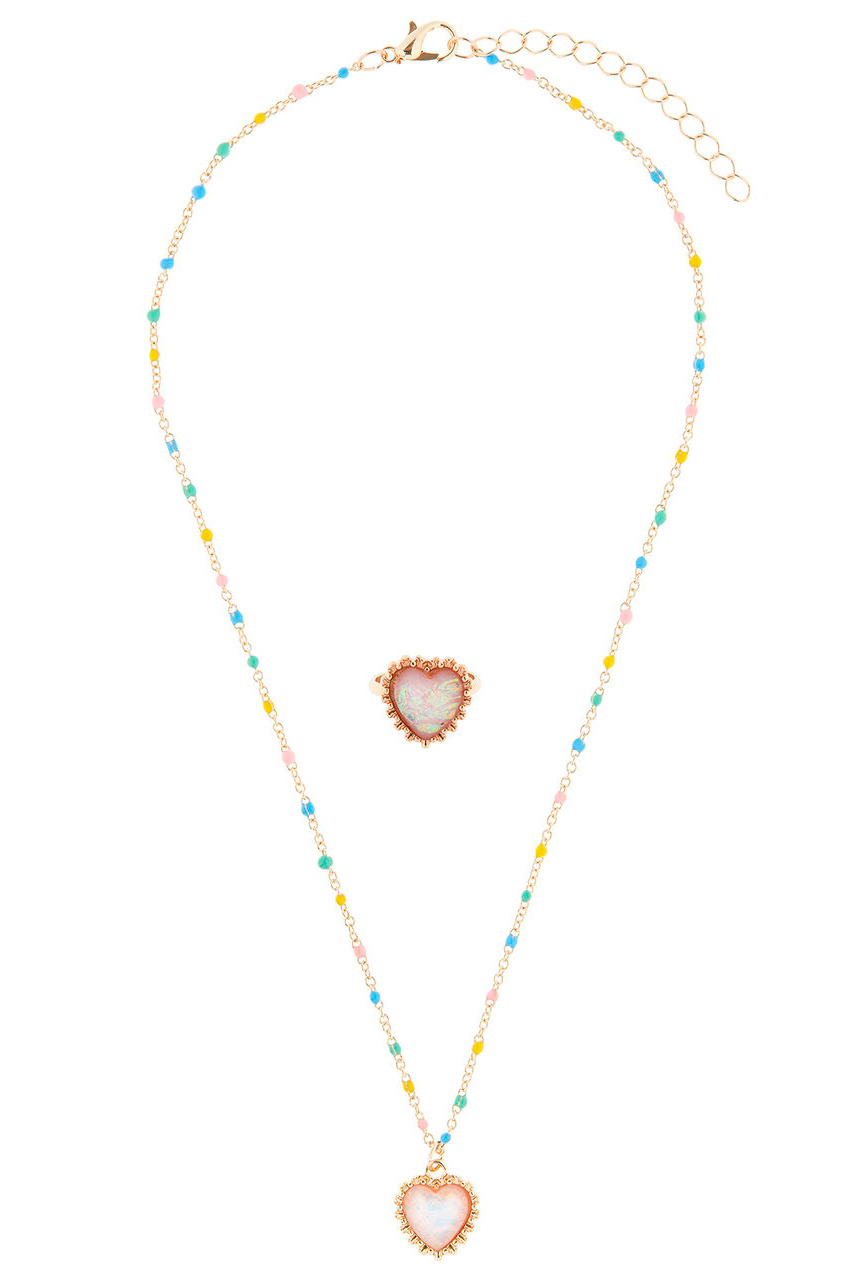 Accessorize Набор украшений RAINBOW HEART (ожерелье и кольцо) (цвет ), артикул 983108 | Фото 1