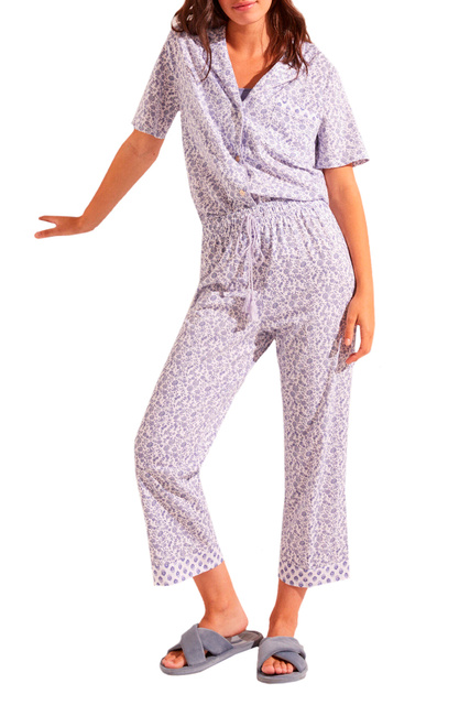 Пижама в рубашечном стиле из натурального хлопка|Основной цвет:Голубой|Артикул:3594619 | Фото 1