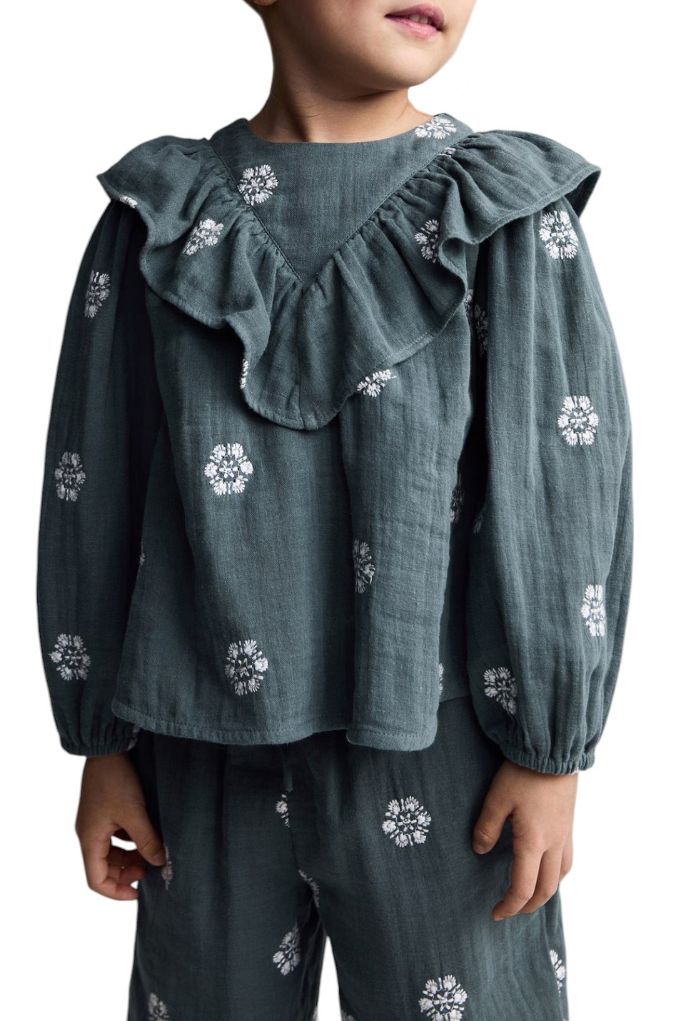 Малышкам девочкам Mango Kids Блузка LAGONC с вышивкой (цвет ), артикул 87080635 | Фото 4