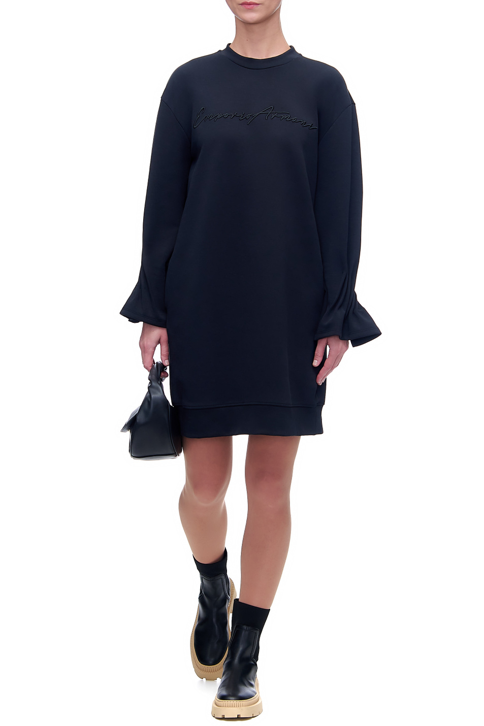 Emporio Armani Платье из смесового хлопка с вышитым логотипом (цвет ), артикул 6K2A7C-2JRMZ | Фото 1