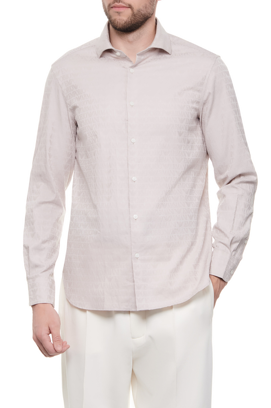 Мужской Emporio Armani Рубашка из натурального хлопка с логотипированным принтом (цвет ), артикул 3D1C86-1NIUZ | Фото 1