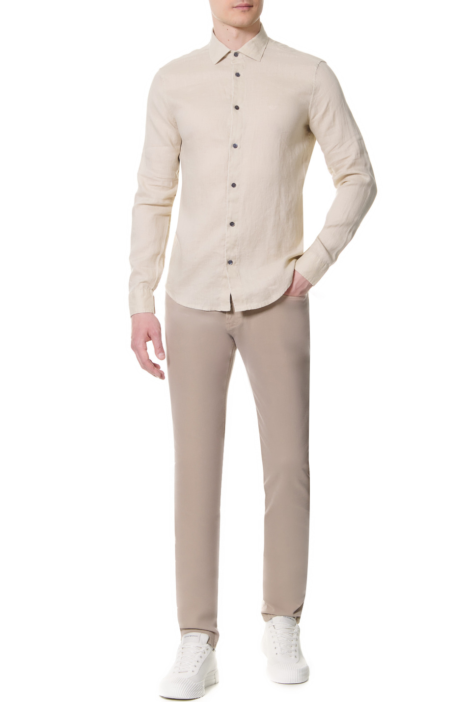 Мужской Emporio Armani Льняная однотонная рубашка (цвет ), артикул 3L1CP5-1NBPZ | Фото 2