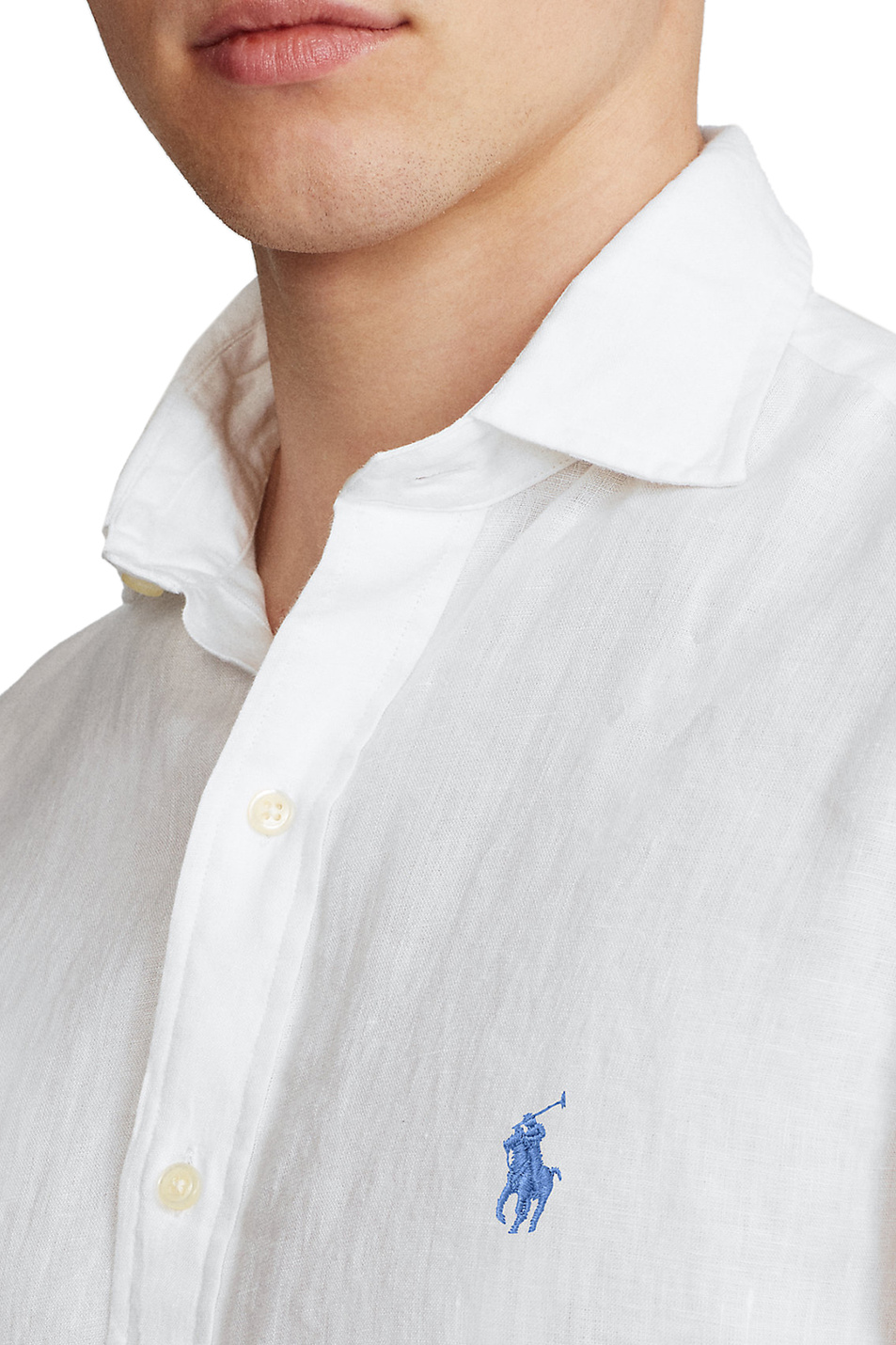 Polo Ralph Lauren Рубашка из натурального льна с фирменной вышивкой на груди (цвет ), артикул 710835509004 | Фото 5