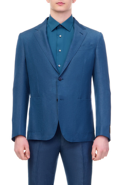 Пиджак из шерсти и льна|Основной цвет:Синий|Артикул:576500A5-10FP20-7R | Фото 1