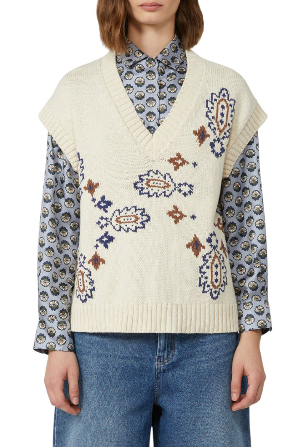 Женский Weekend Max Mara Жилет CRUSCA из смесового хлопка (цвет ), артикул 2525356041 | Фото 3