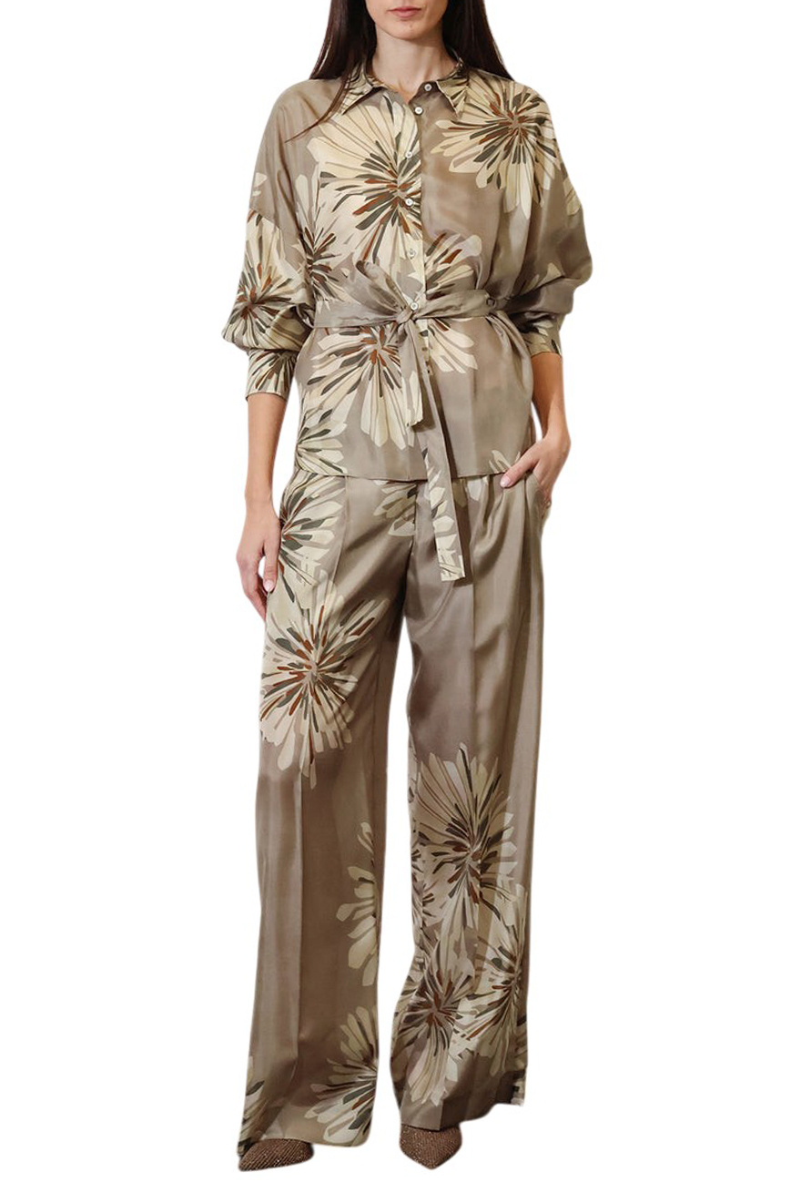 Женский Brunello Cucinelli Блузка из шелка с поясом (цвет ), артикул MQ967RH216 | Фото 3