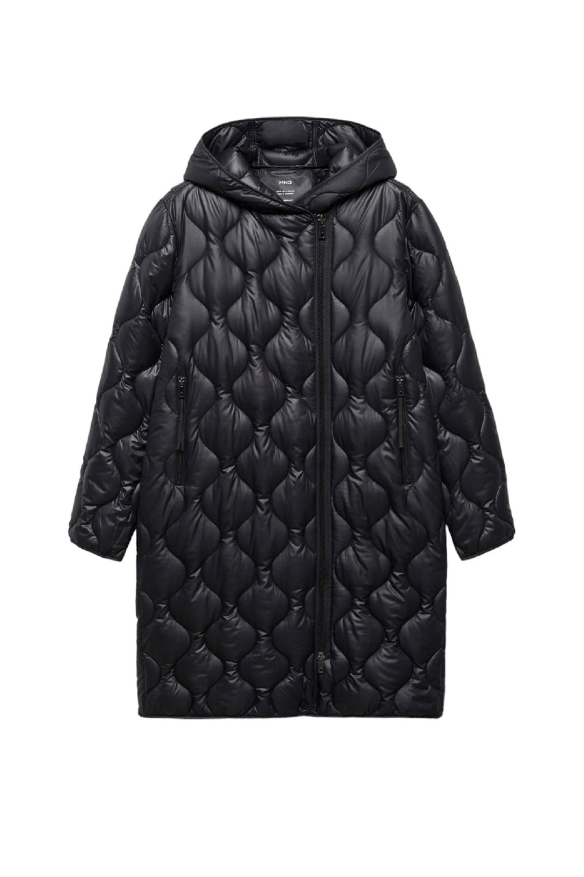 Пальто стеганое GAMBA с капюшоном|Основной цвет:Черный|Артикул:57055949 | Фото 1
