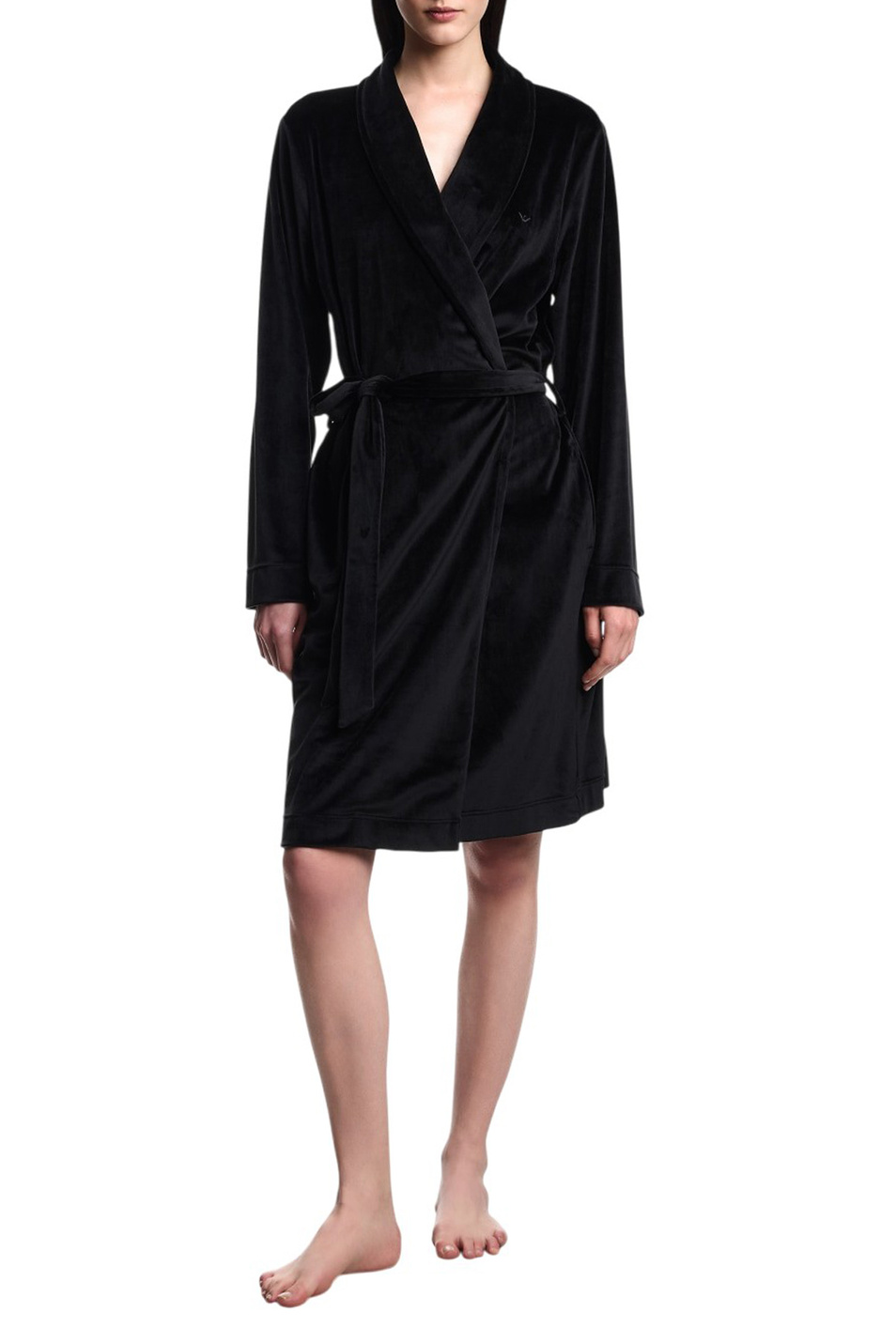 Халат однотонный|Основной цвет:Черный Женский Emporio Armani Халат однотонный (цвет ), артикул EW001970-AF15366 | Фото 2