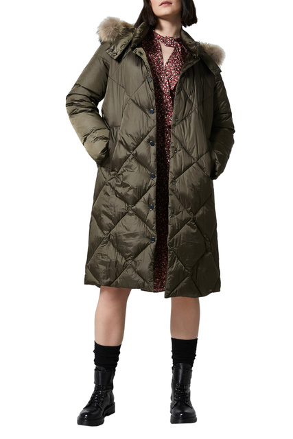 Стеганое пальто PASTELLO с ромбовидной отстрочкой|Основной цвет:Хаки|Артикул:1494032 | Фото 2