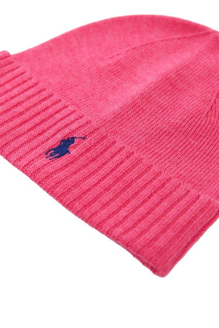 Шапка из натуральной шерсти с фирменной вышивкой|Основной цвет:Розовый|Артикул:710761415013 | Фото 2