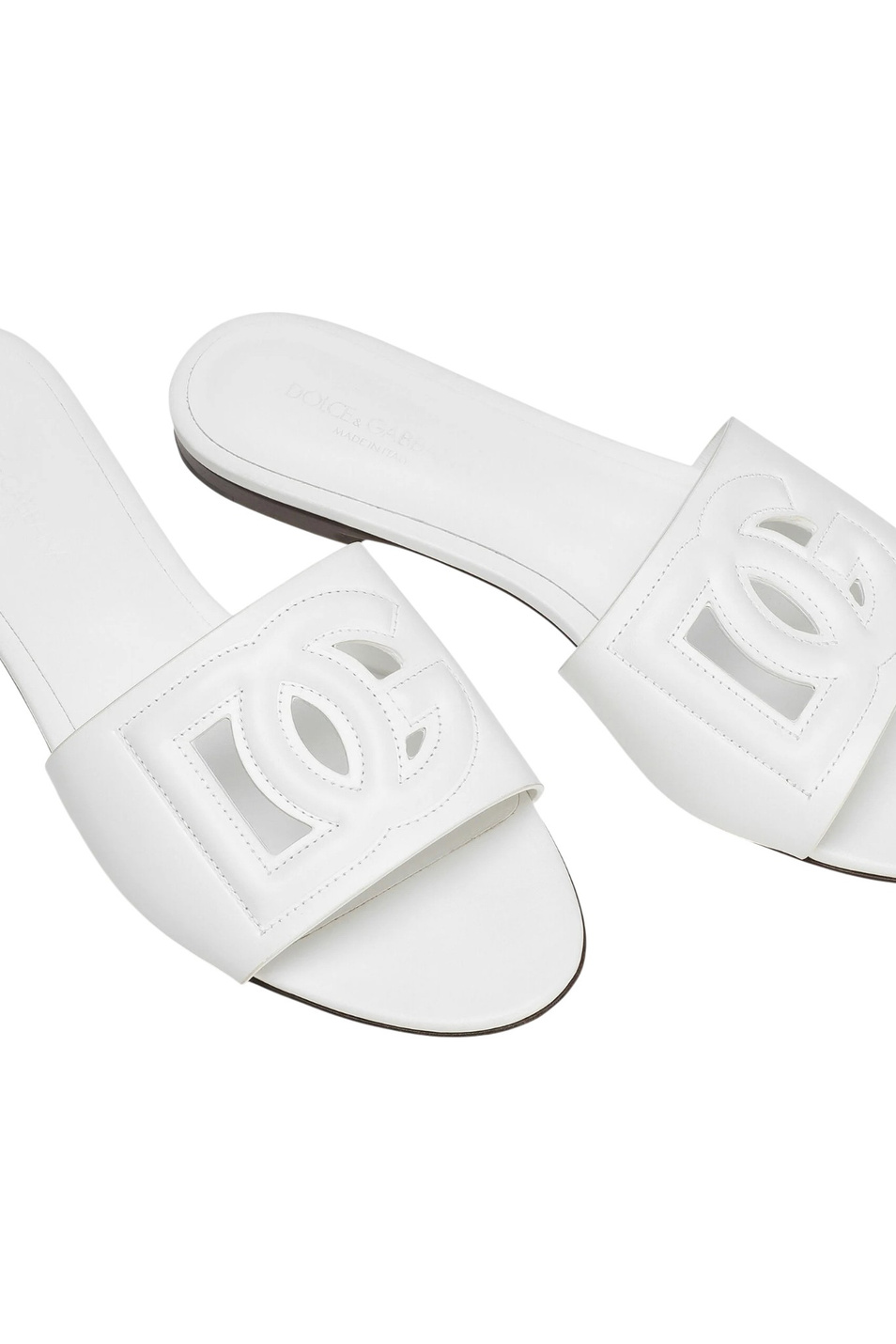 Шлепанцы Bianca из натуральной кожи|Основной цвет:Белый Женский Dolce & Gabbana Шлепанцы Bianca из натуральной кожи (цвет ), артикул CQ0436-AY329 | Фото 4