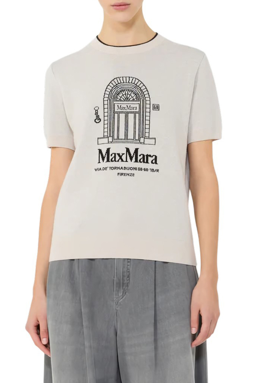 Джемпер SMMEUFORIA с принтом|Основной цвет:Бежевый Женский Max Mara Джемпер SMMEUFORIA с принтом (цвет ), артикул 2619361191 | Фото 4