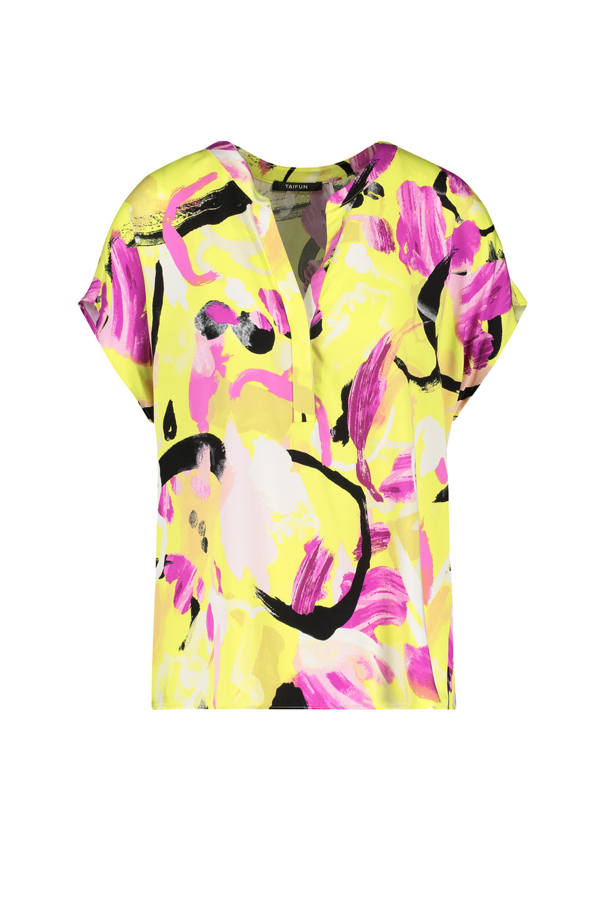 Блузка с коротким рукавом и принтом|Основной цвет:Желтый|Артикул:560312-11019 | Фото 1
