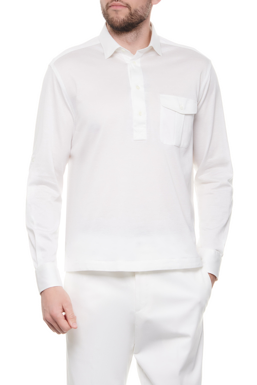 Рубашка из хлопка и шелка|Основной цвет:Белый|Артикул:93P222-9311216 | Фото 1