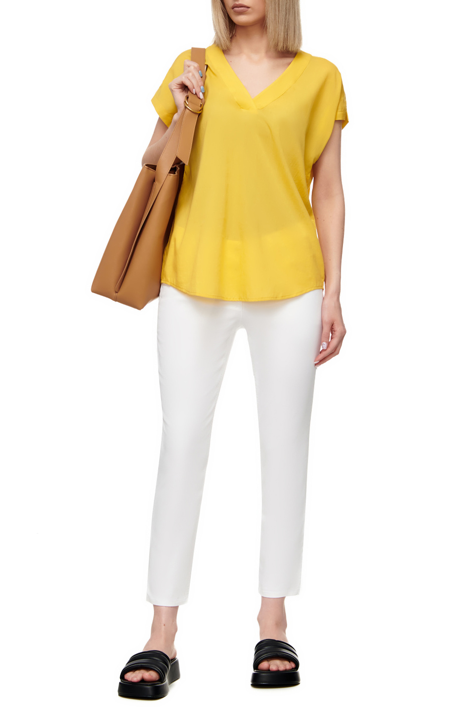 Gerry Weber Однотонная блузка с v-образным вырезом (цвет ), артикул 760036-31424 | Фото 3