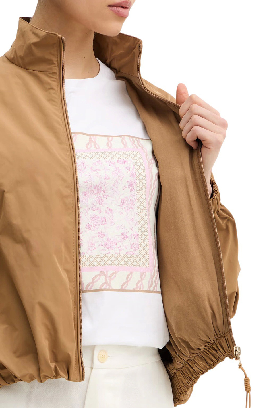 Бомбер однотонный|Основной цвет:Коричневый Женский Ermanno Firenze Бомбер однотонный (цвет ), артикул D48ED014EU2 | Фото 5