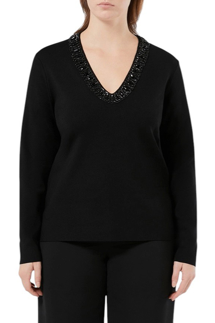 Пуловер PECCATI со стразами|Основной цвет:Черный Женский Marina Rinaldi Пуловер PECCATI со стразами (цвет ), артикул 2527366076 | Фото 3