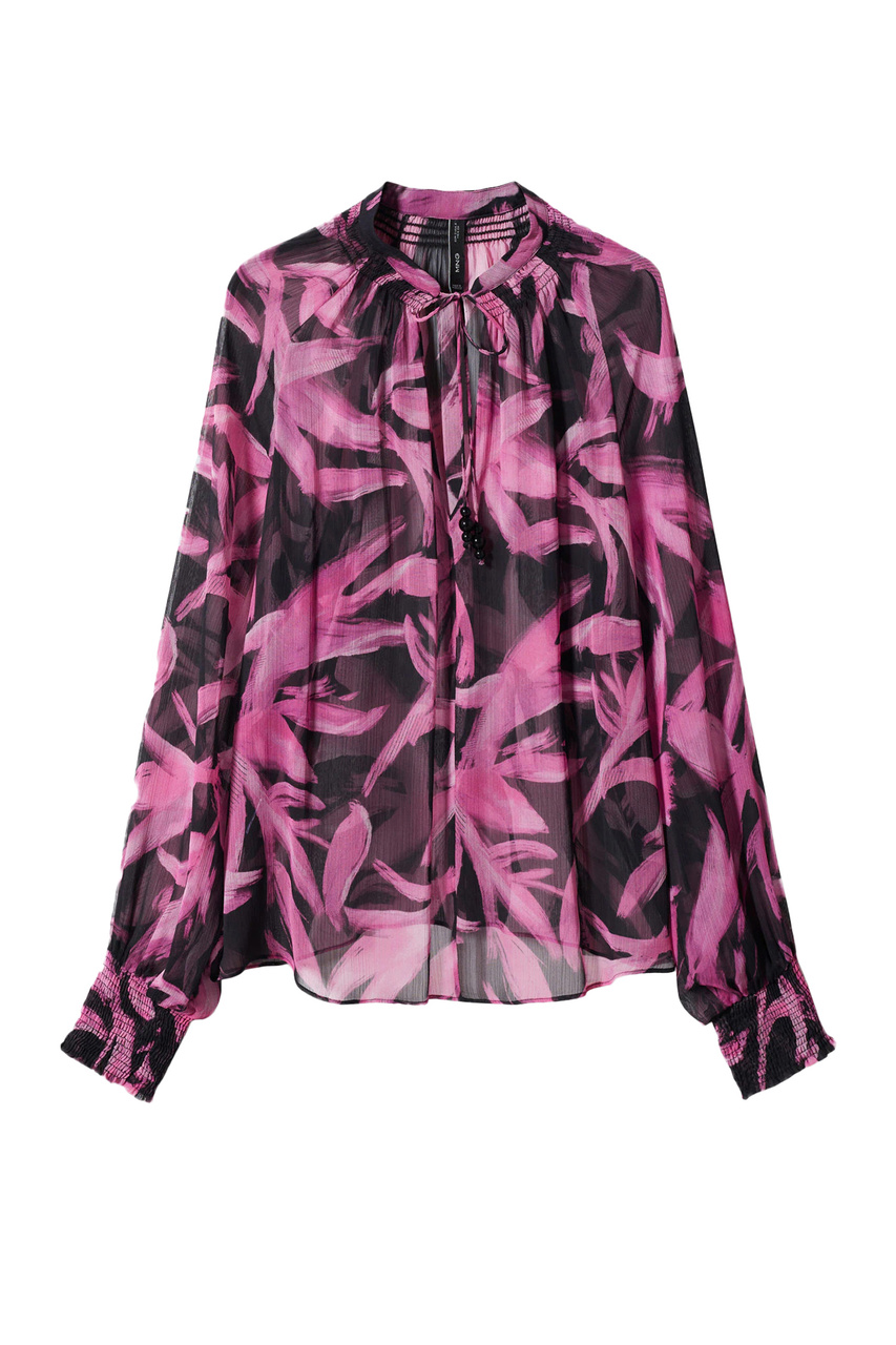 Блузка шифоновая EMILIA с принтом|Основной цвет:Черный|Артикул:47054042 | Фото 1