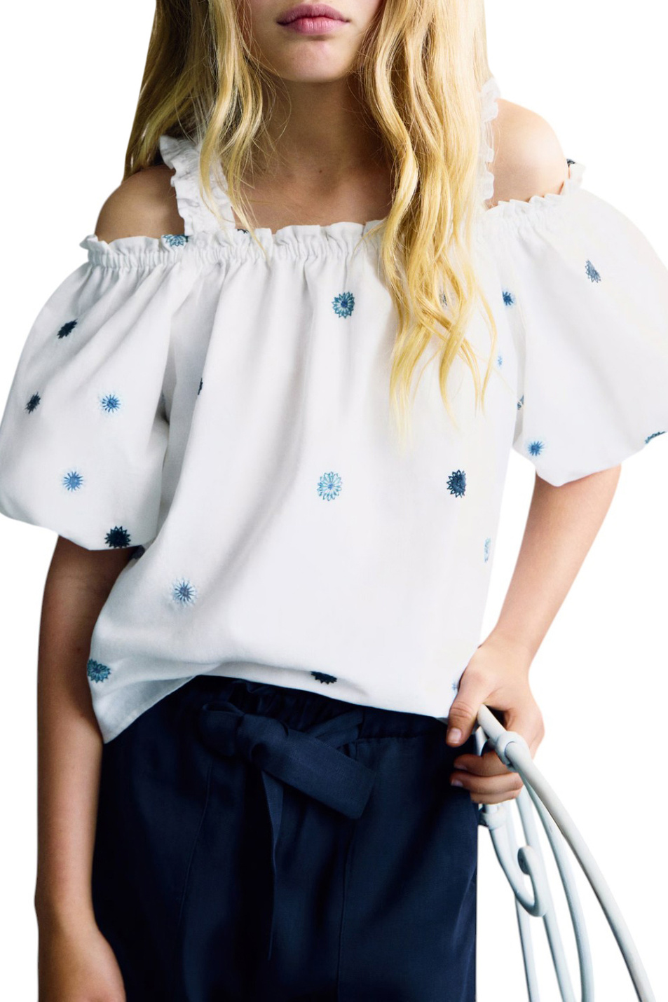 Девочкам Mango Kids Блузка POWER из хлопка с вышивкой (цвет ), артикул 87095944 | Фото 4