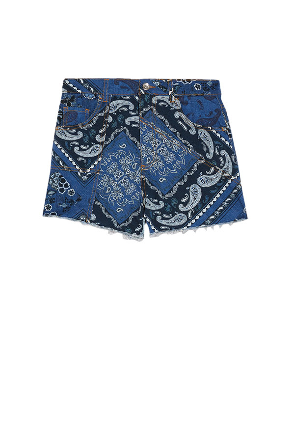 Джинсовые шорты с принтом|Основной цвет:Синий|Артикул:UA2161D4709 | Фото 1
