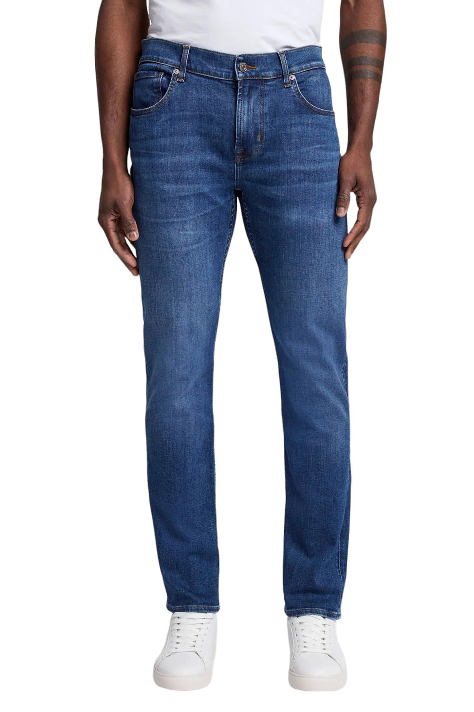 Джинсы SLIMMY TAPERED из эластичного хлопка|Основной цвет:Синий Мужской 7 for all Mankind Джинсы SLIMMY TAPERED из эластичного хлопка (цвет ), артикул JSMXC120TP | Фото 3