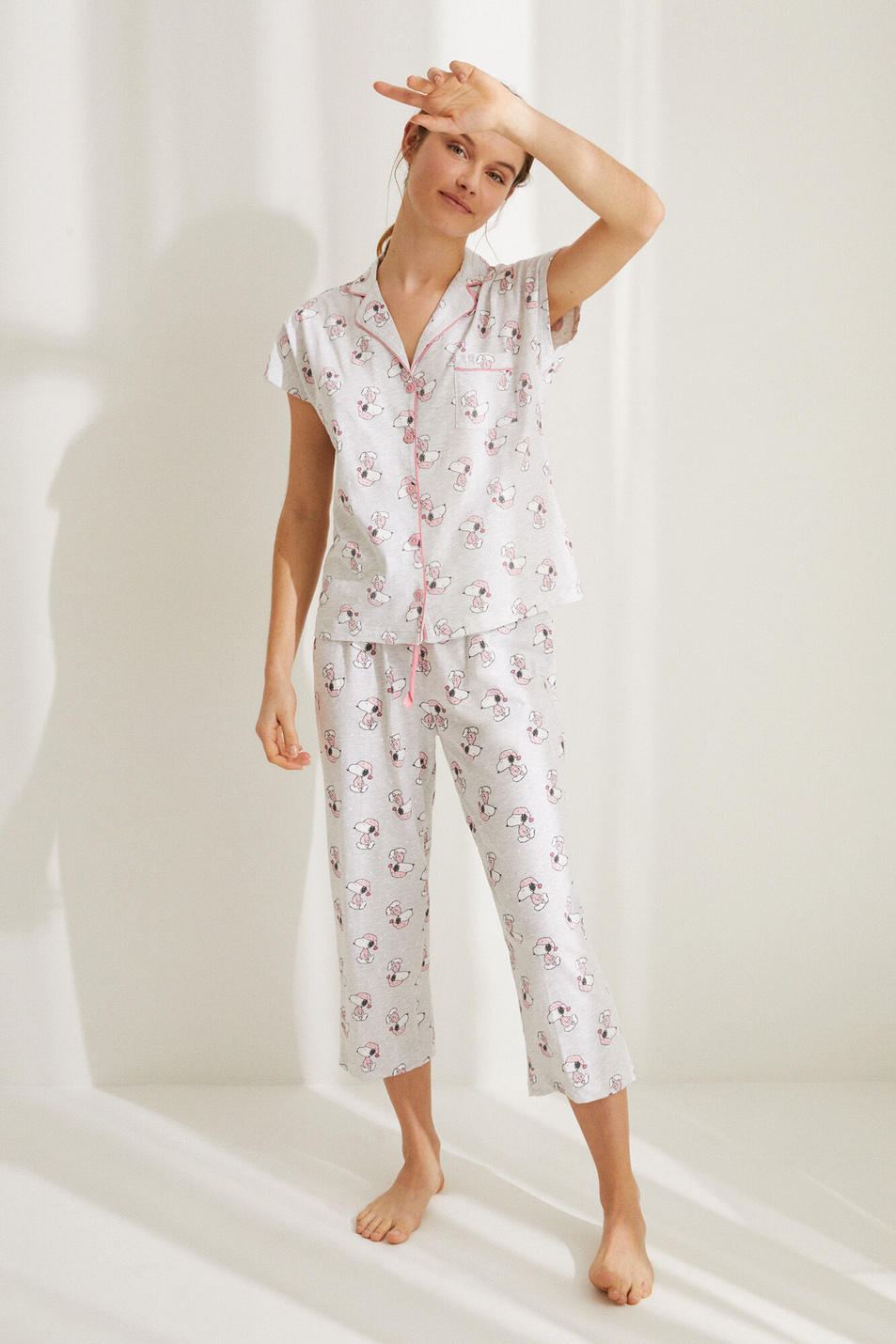 Women'secret Длинная пижама в рубашечном стиле из хлопка «Снупи» (цвет ), артикул 4469046 | Фото 2