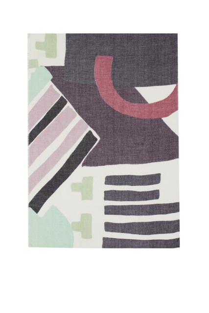 Шарф с принтом и мелкой бахромой|Основной цвет:Серый|Артикул:195396 | Фото 2
