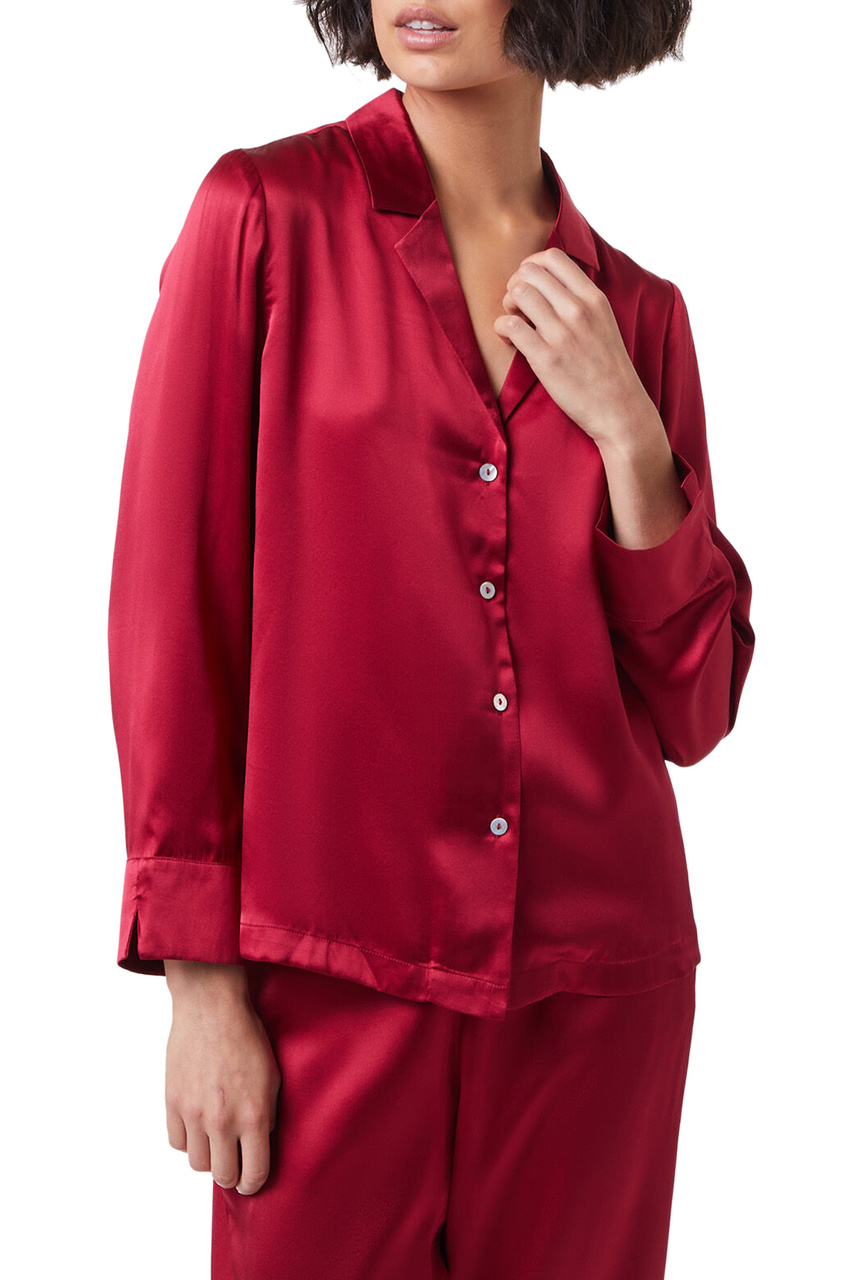 Пижамная рубашка PEARLY из натурального шелка|Основной цвет:Красный|Артикул:6529636 | Фото 1