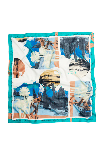 Квадратный шейный платок с принтом|Основной цвет:Мультиколор|Артикул:195707 | Фото 1