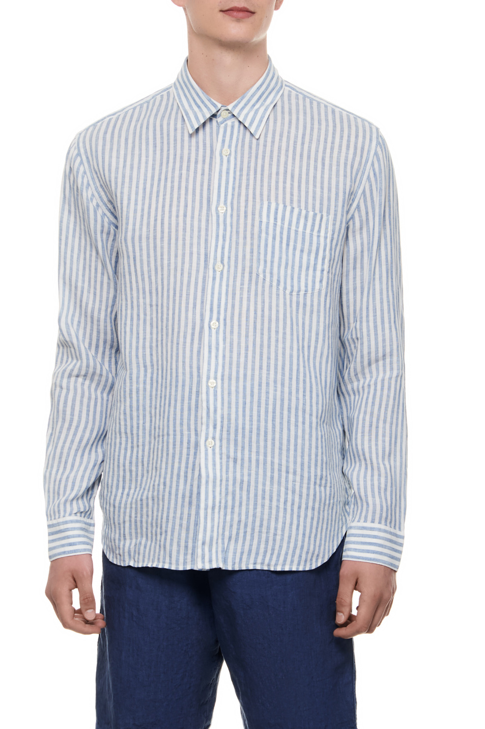 Мужской 120% Lino Рубашка из чистого льна в полоску (цвет ), артикул 31ALIM1425000G227 | Фото 1