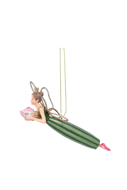 Елочная игрушка "Летящая фея с заварником" 11 см|Основной цвет:Зеленый|Артикул:13156_2 | Фото 1