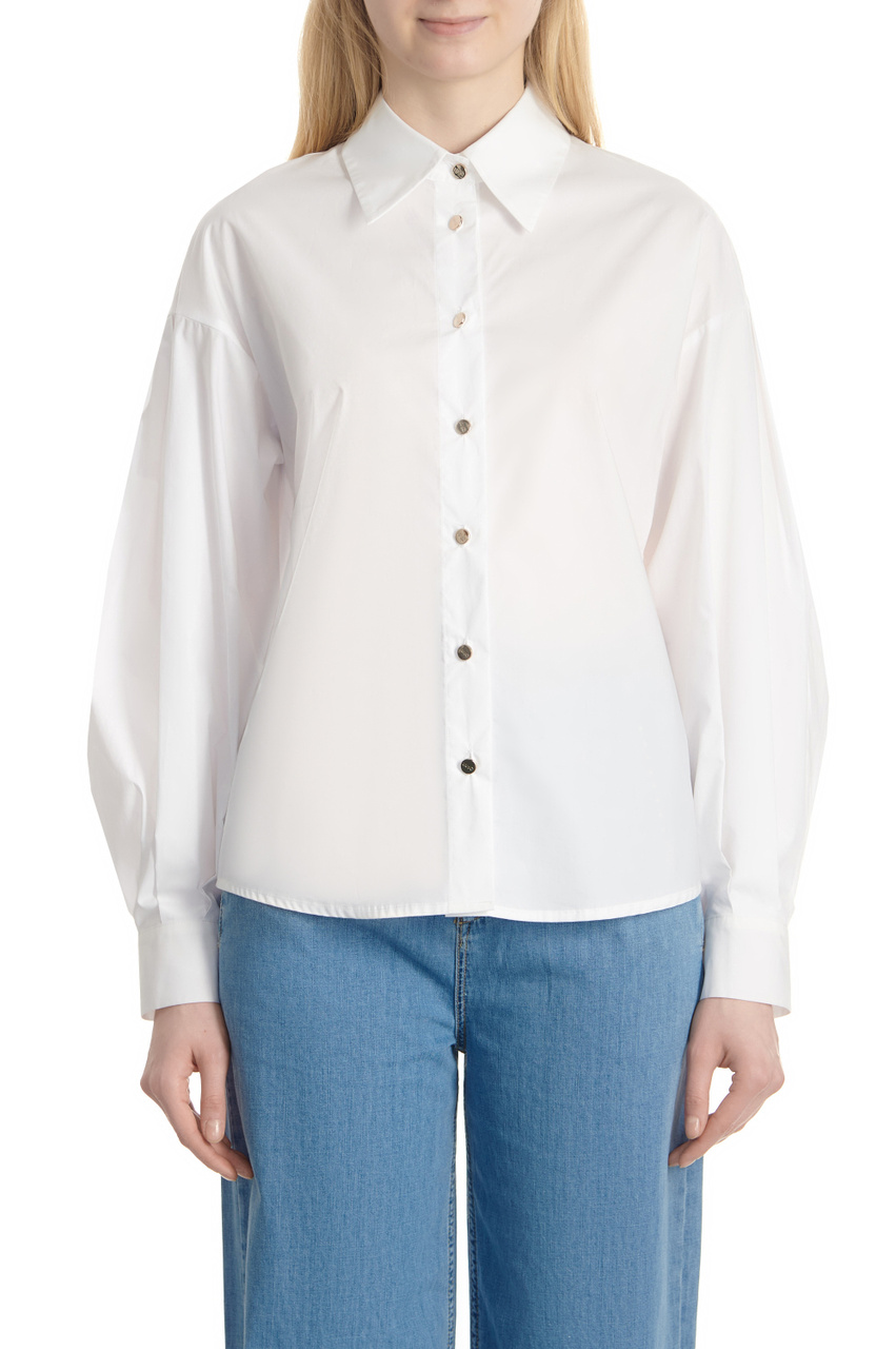Рубашка из натурального хлопка|Основной цвет:Белый|Артикул:CA4397T2558 | Фото 1