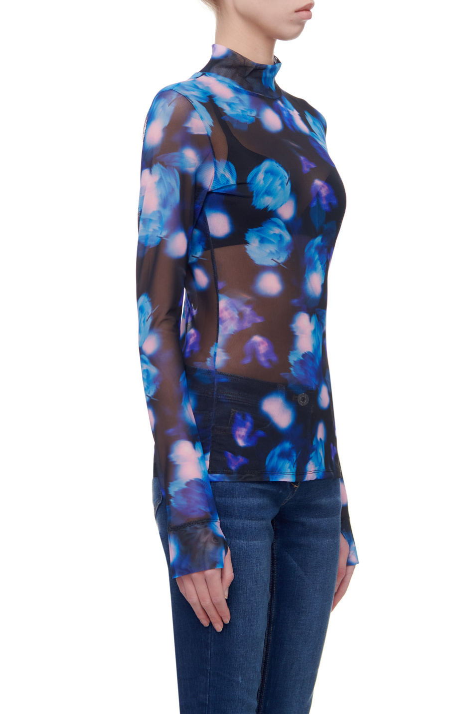 Женский HUGO Прозрачная блуза с высоким воротником (цвет ), артикул 50461708 | Фото 4