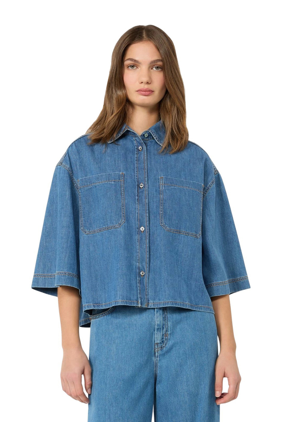 Женский Weekend Max Mara Рубашка ZANNATA джинсовая (цвет ), артикул 2625116111 | Фото 3