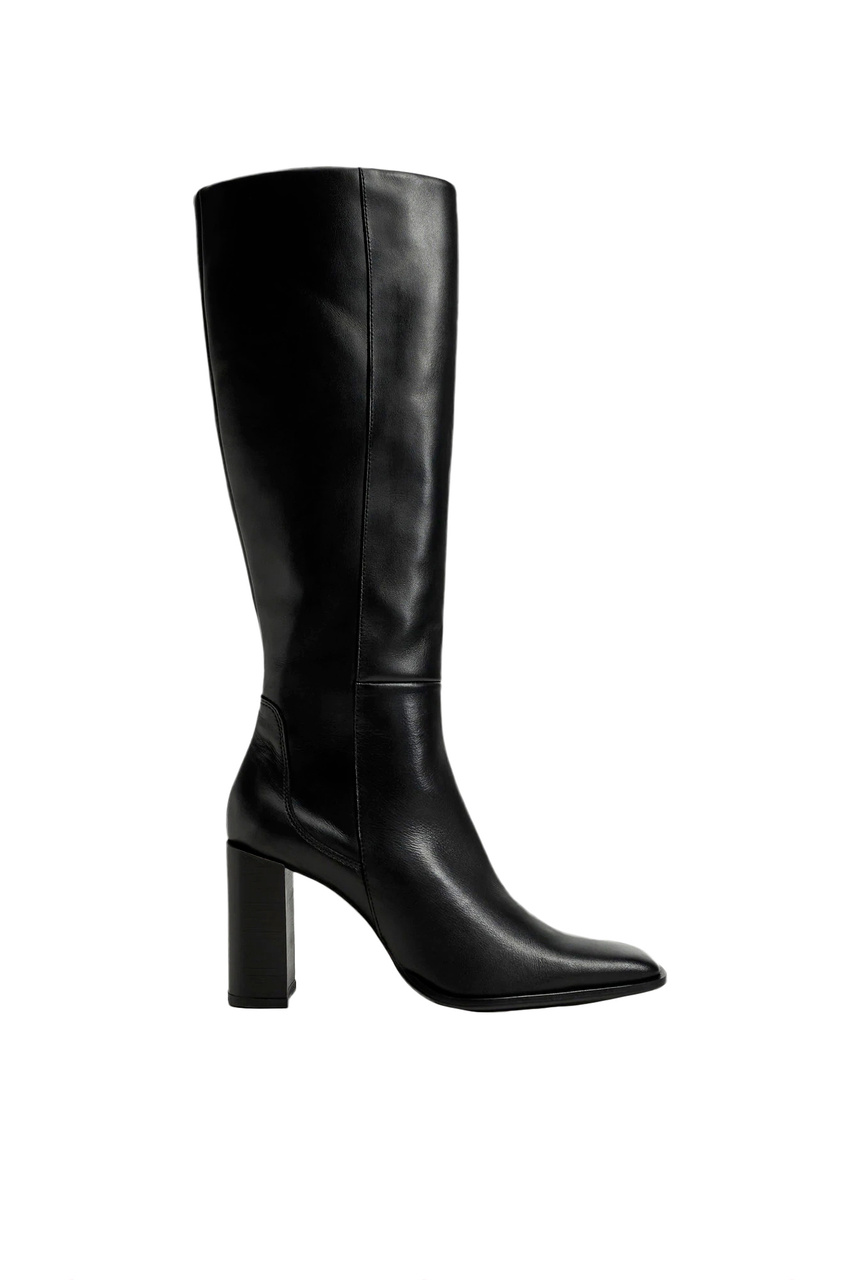Кожаные сапоги SOFI на высоком каблуке|Основной цвет:Черный|Артикул:17094765 | Фото 1