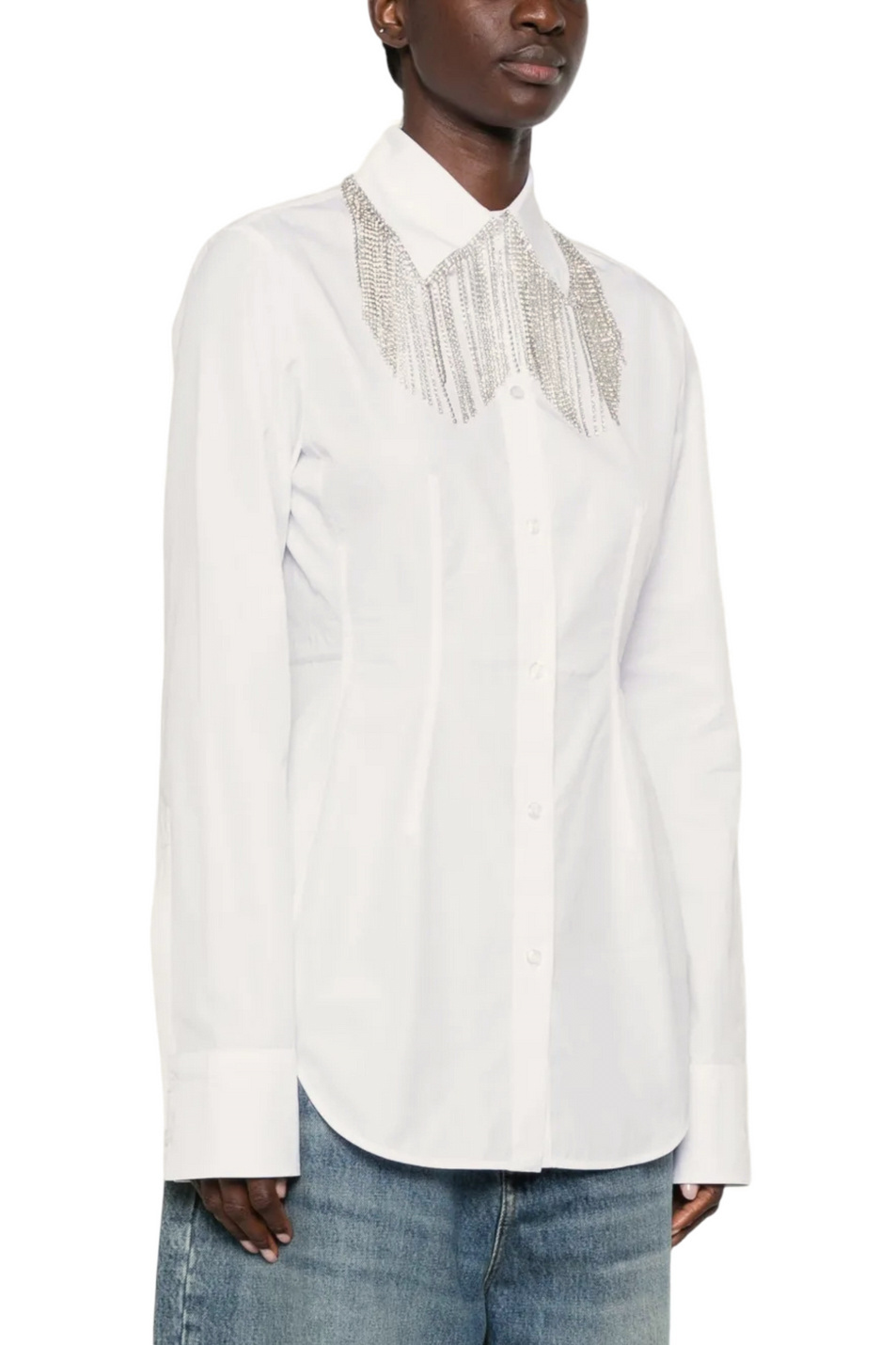 Женский Sportmax Блузка PESI из хлопка со стразами (цвет ), артикул 2622196041 | Фото 4