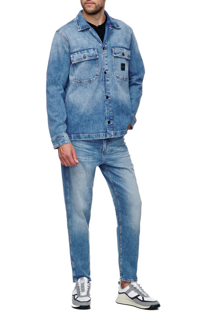 Джинсовая куртка с накладными карманами|Основной цвет:Голубой|Артикул:50473417 | Фото 2