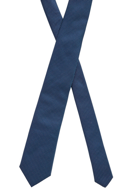 Галстук из чистого шелка с узором|Основной цвет:Синий|Артикул:50474907 | Фото 2